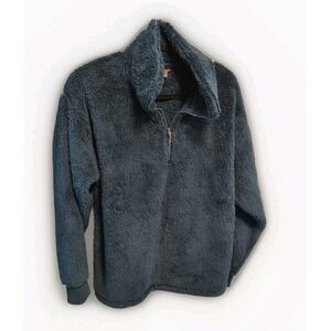 Eddie Bauer Womens Peacock Dark Blue Fast Fleece Plush 1/4 Zip Jacket Size LG